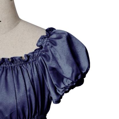 Iron Blue Medieval Empire Gown - Bridgerton Inspired Cosplay Costume-Astricos