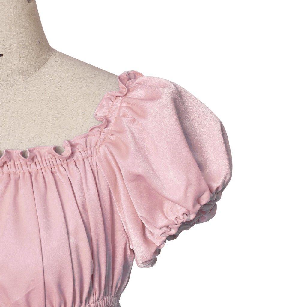 Pink Silky Medieval Empire Gown - Bridgerton Inspired Cosplay Costume-Astricos