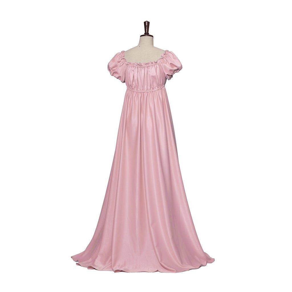 Pink Silky Medieval Empire Gown - Bridgerton Inspired Cosplay Costume-Astricos