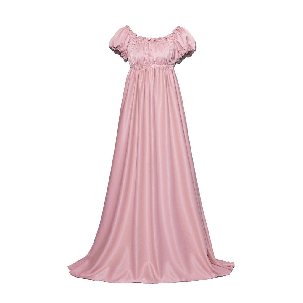Pink Silky Medieval Empire Gown - Bridgerton Inspired Cosplay Costume-Astricos