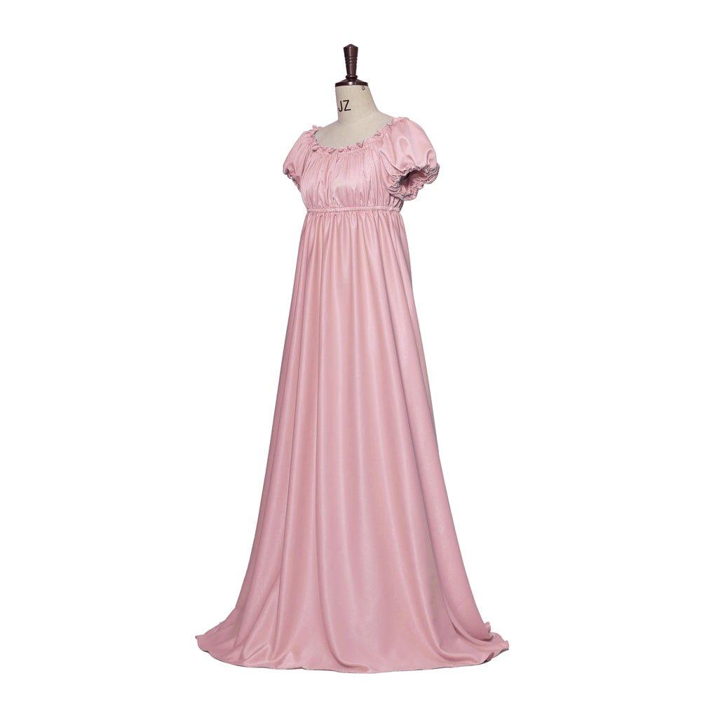 Pink Silky Medieval Empire Gown - Bridgerton Inspired Cosplay Costume-Astricos