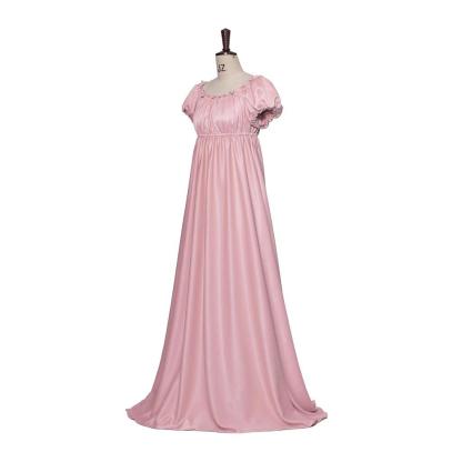 Pink Silky Medieval Empire Gown - Bridgerton Inspired Cosplay Costume-Astricos