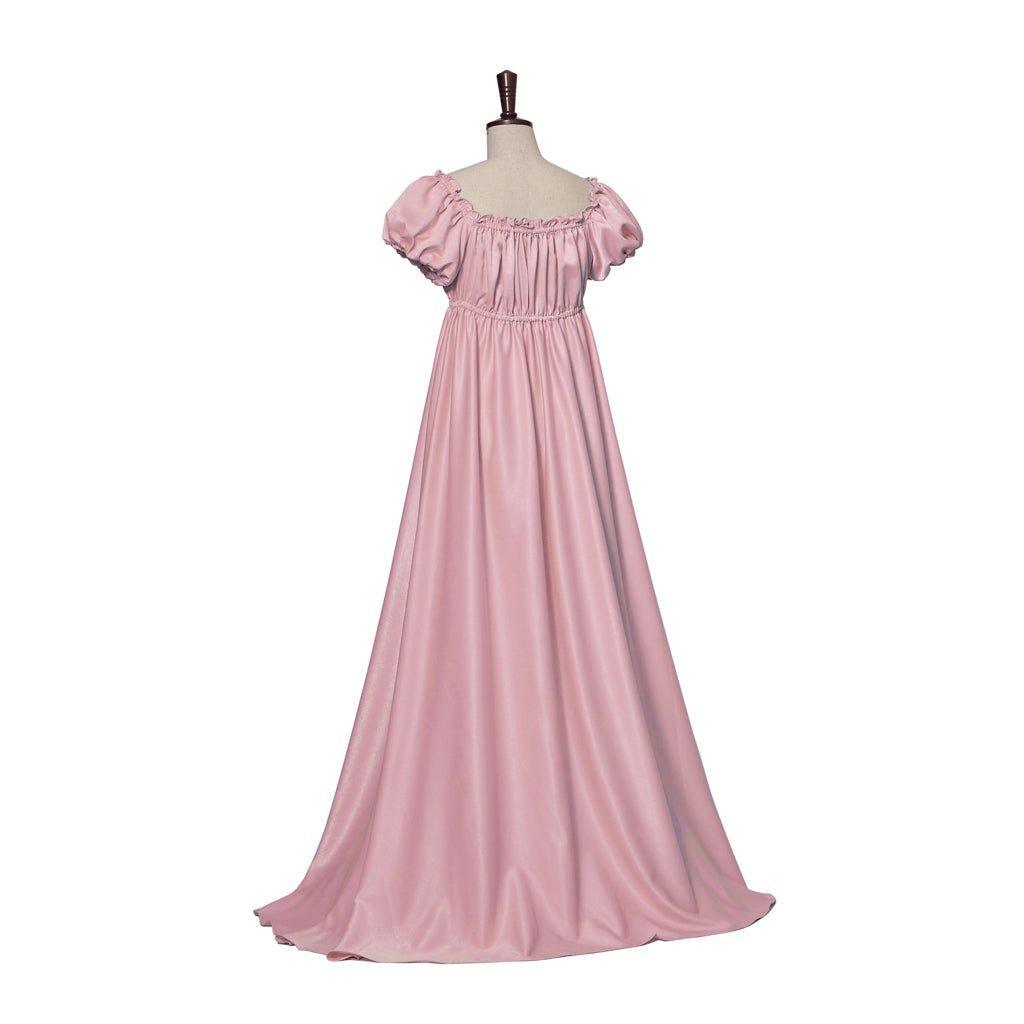 Pink Silky Medieval Empire Gown - Bridgerton Inspired Cosplay Costume-Astricos