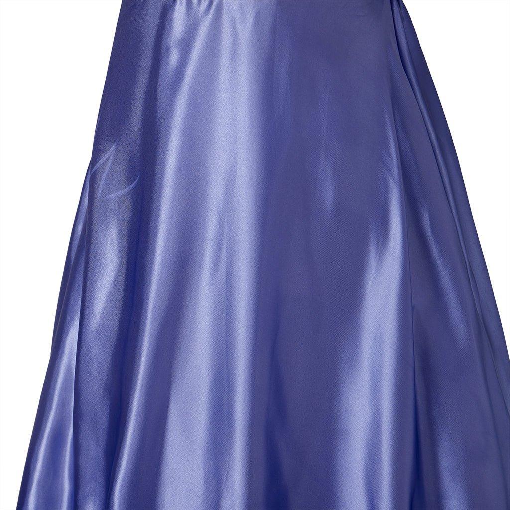 Regal Medieval Empire Gown - Bridgerton Inspired Cosplay Costume in Luxe Purple-Blue Silk-Astricos