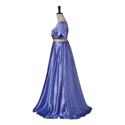 Regal Medieval Empire Gown - Bridgerton Inspired Cosplay Costume in Luxe Purple-Blue Silk-Astricos