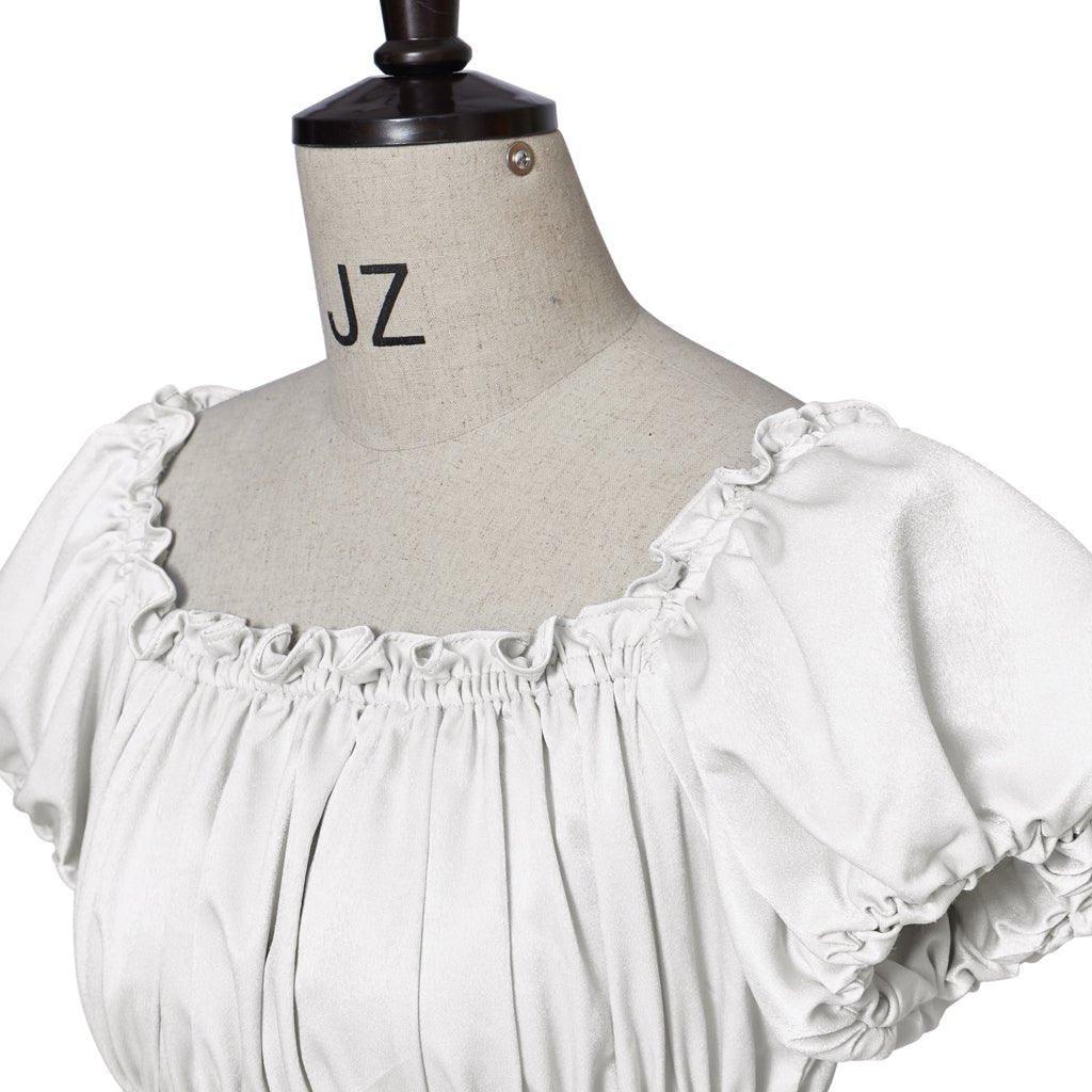 Bridgerton Cosplay Costume - Silver White Medieval Empire Gown-Astricos