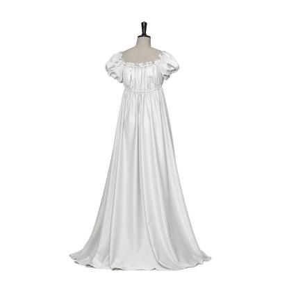 Bridgerton Cosplay Costume - Silver White Medieval Empire Gown-Astricos