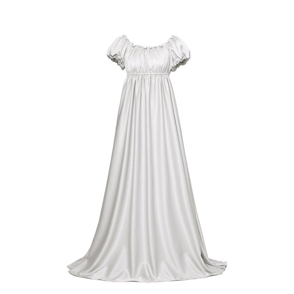 Bridgerton Cosplay Costume - Silver White Medieval Empire Gown-Astricos