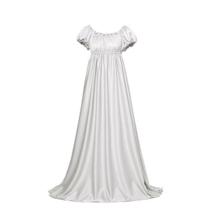 Bridgerton Cosplay Costume - Silver White Medieval Empire Gown-Astricos