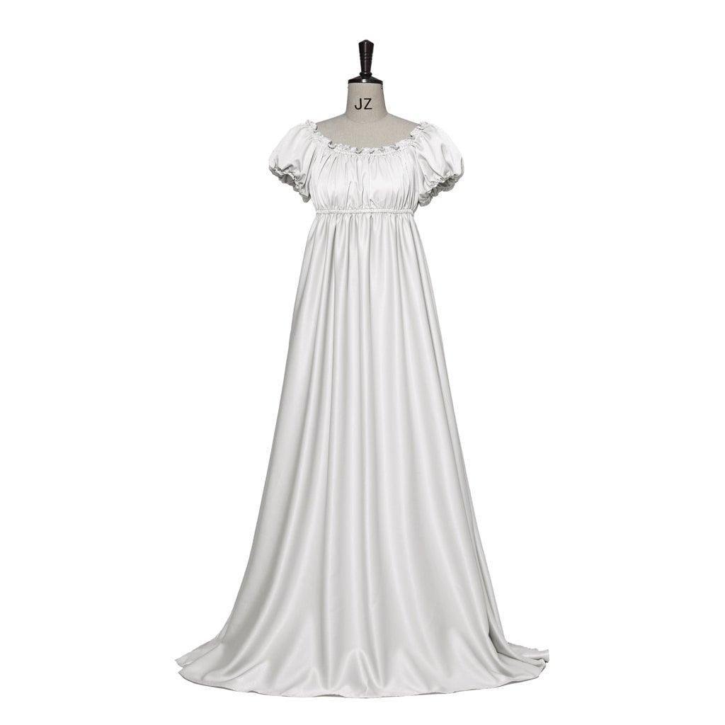 Bridgerton Cosplay Costume - Silver White Medieval Empire Gown-Astricos