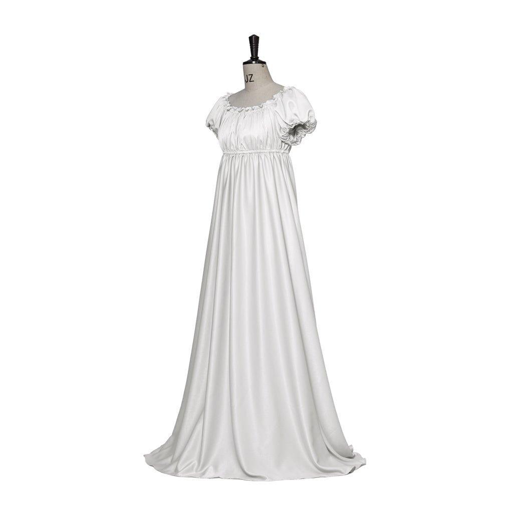 Bridgerton Cosplay Costume - Silver White Medieval Empire Gown-Astricos