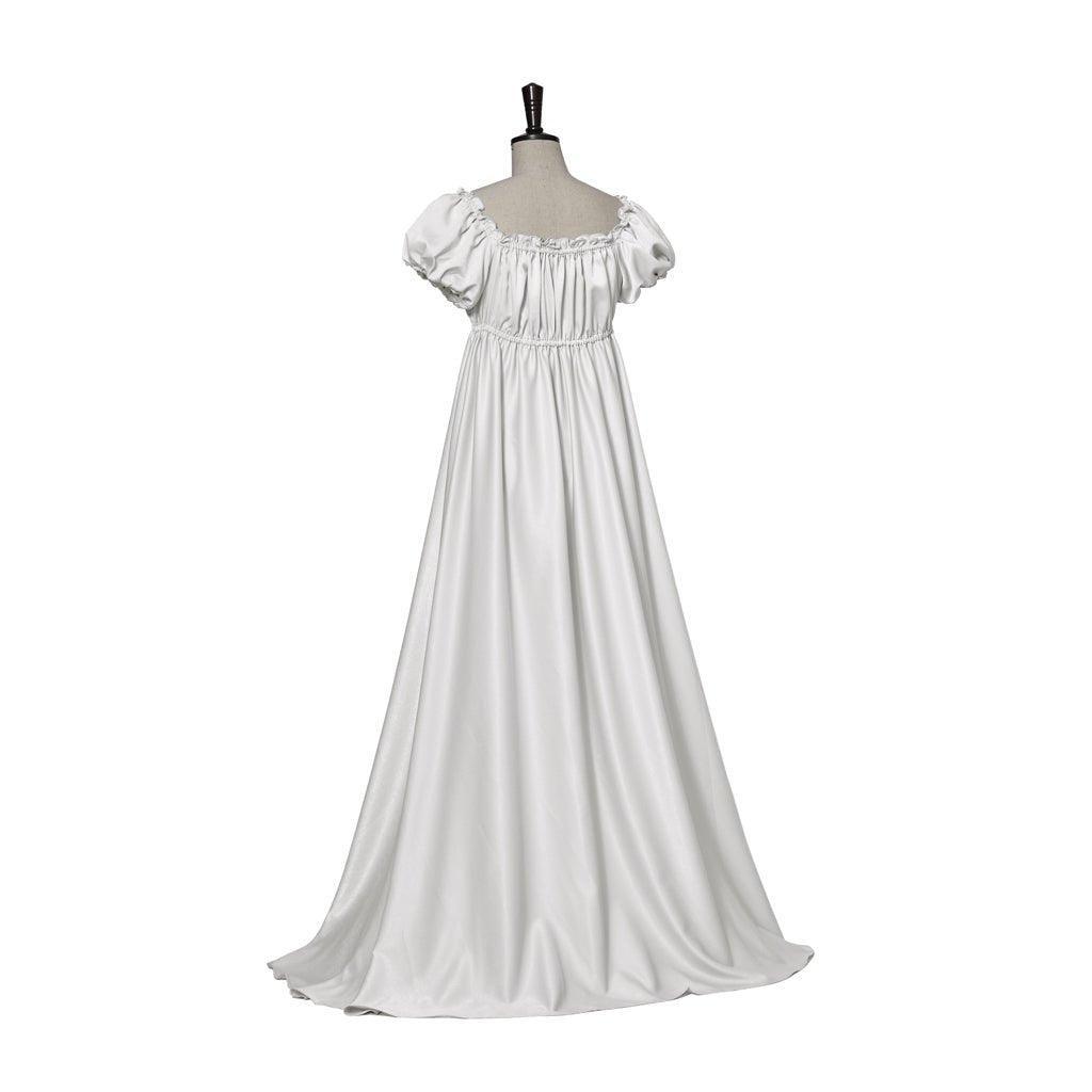Bridgerton Cosplay Costume - Silver White Medieval Empire Gown-Astricos