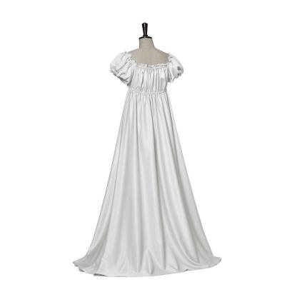 Bridgerton Cosplay Costume - Silver White Medieval Empire Gown-Astricos