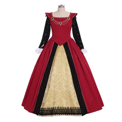 Authentic Medieval Tudor Dress Cosplay Costume | Custom Red Gown for Renaissance Faire & Historical Events-Astricos