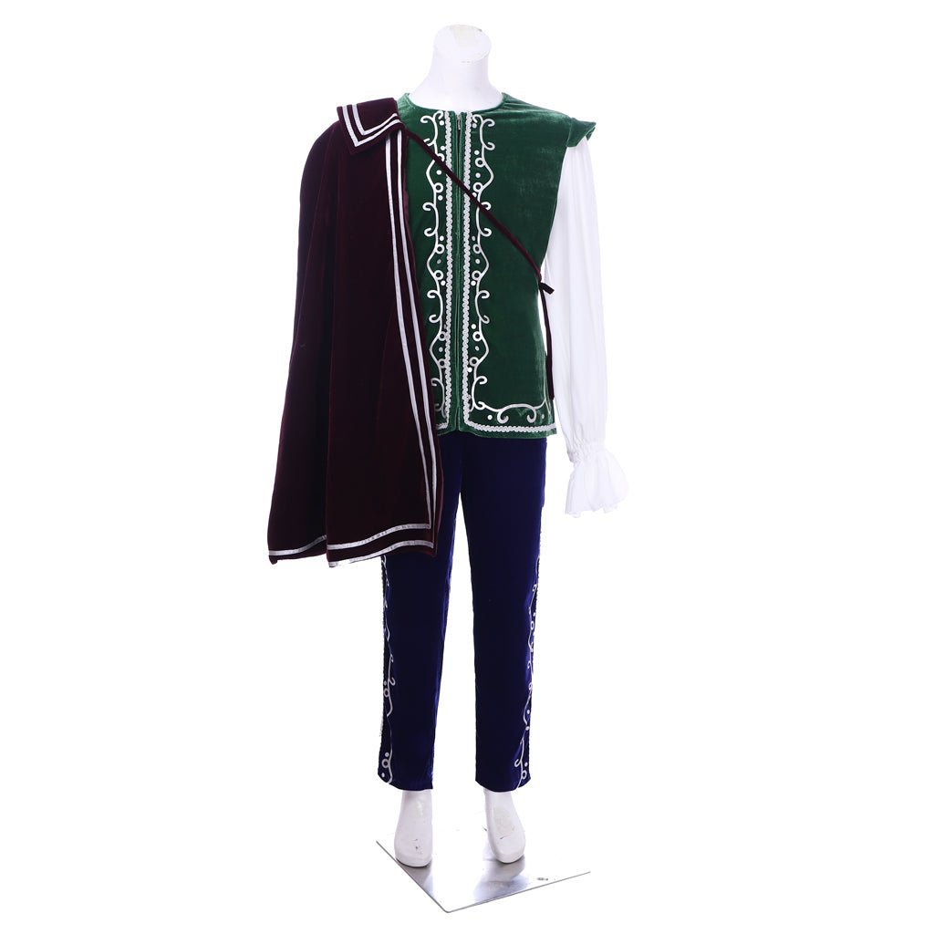 Medieval Tudor King Prince Costume - Velvet Long Sleeve Top, Pants & Cloak | Astricos-Astricos