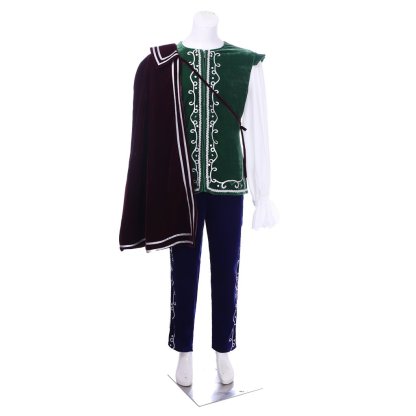 Medieval Tudor King Prince Costume - Velvet Long Sleeve Top, Pants & Cloak | Astricos-Astricos