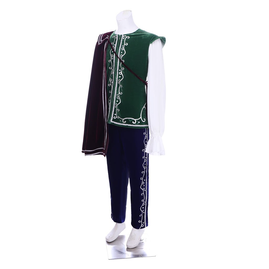 Medieval Tudor King Prince Costume - Velvet Long Sleeve Top, Pants & Cloak | Astricos-Astricos