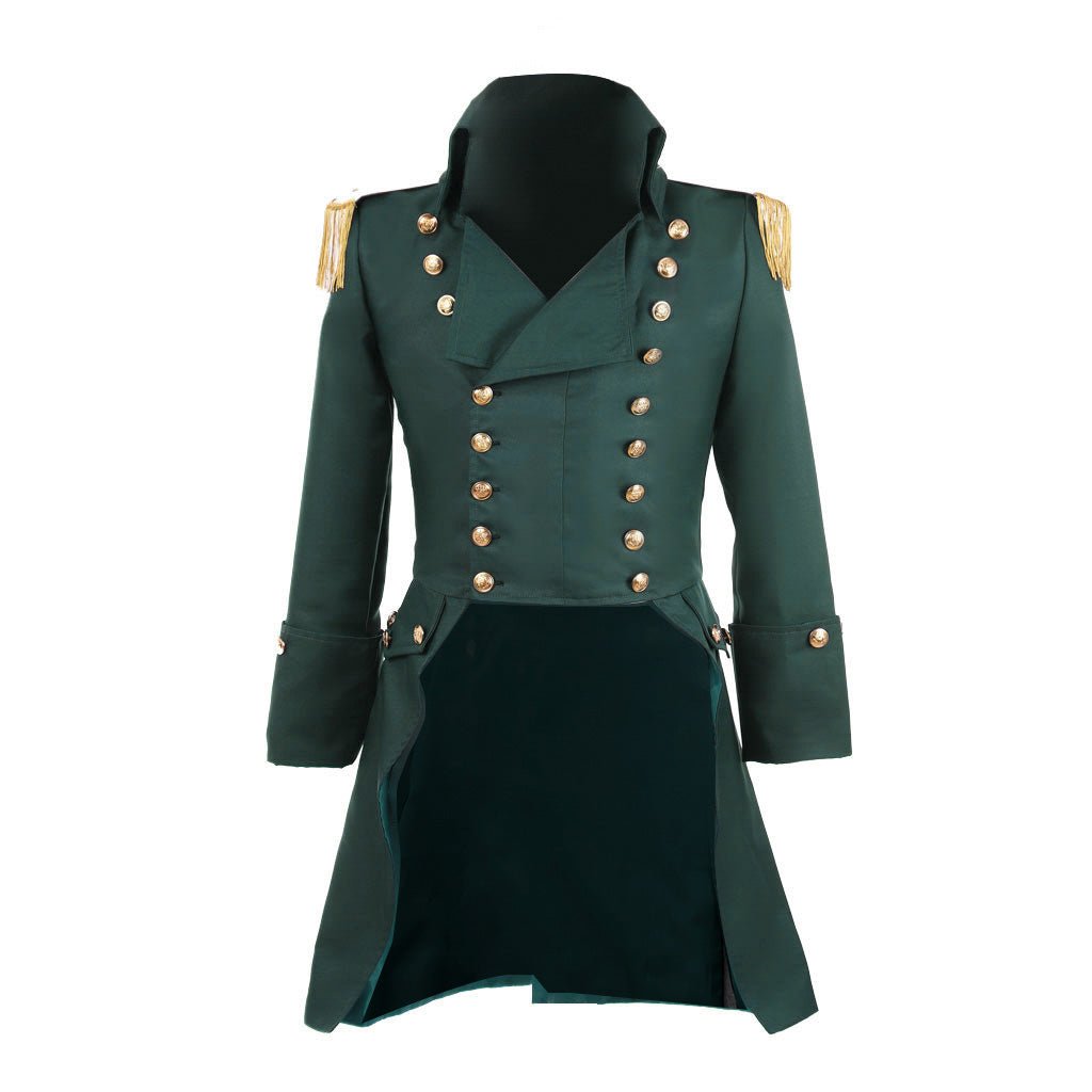 Men’s Colonial Green Military Coat - Victorian Regency Tailcoat | Hamilton Cosplay Jacket | Astricos-Astricos