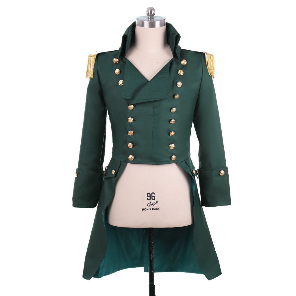 Men’s Colonial Green Military Coat - Victorian Regency Tailcoat | Hamilton Cosplay Jacket | Astricos-Astricos