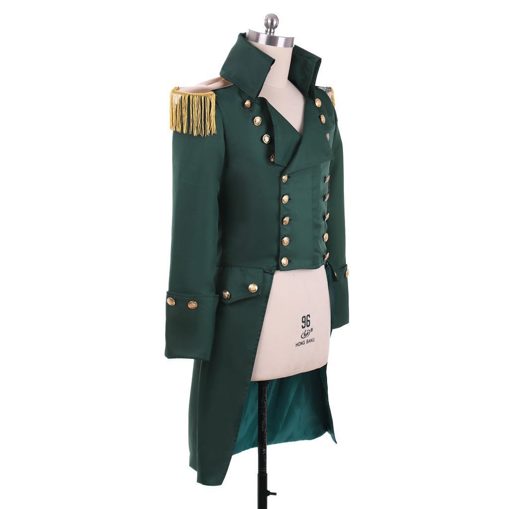 Men’s Colonial Green Military Coat - Victorian Regency Tailcoat | Hamilton Cosplay Jacket | Astricos-Astricos