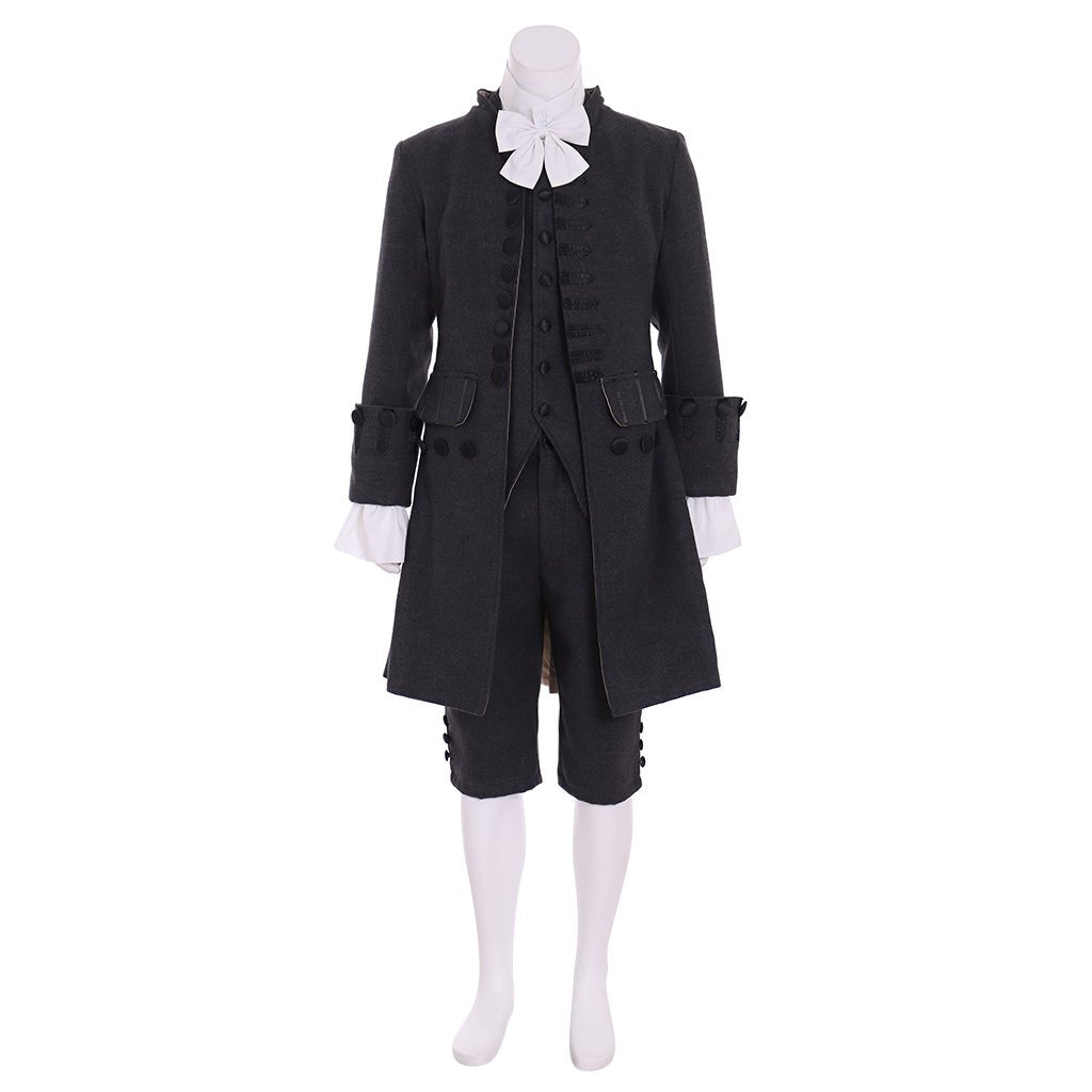 18th Century Black Rococo Colonial Uniform Cosplay for Men | Astricos-Astricos