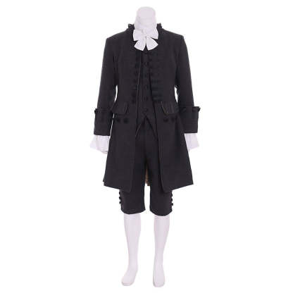18th Century Black Rococo Colonial Uniform Cosplay for Men | Astricos-Astricos