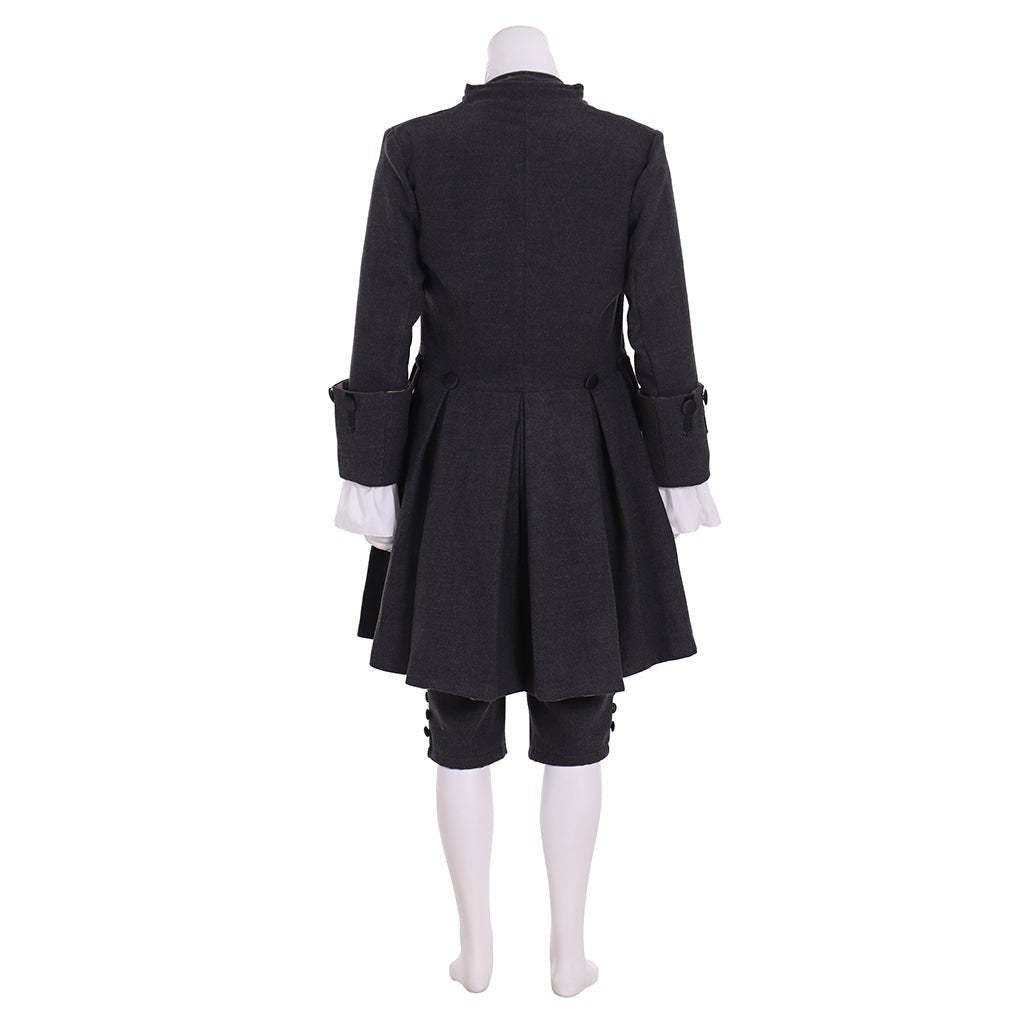 18th Century Black Rococo Colonial Uniform Cosplay for Men | Astricos-Astricos