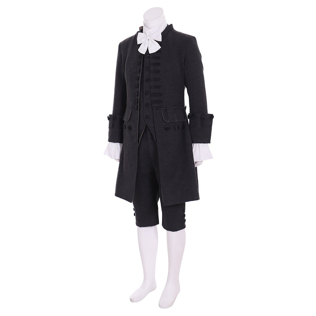 18th Century Black Rococo Colonial Uniform Cosplay for Men | Astricos-Astricos
