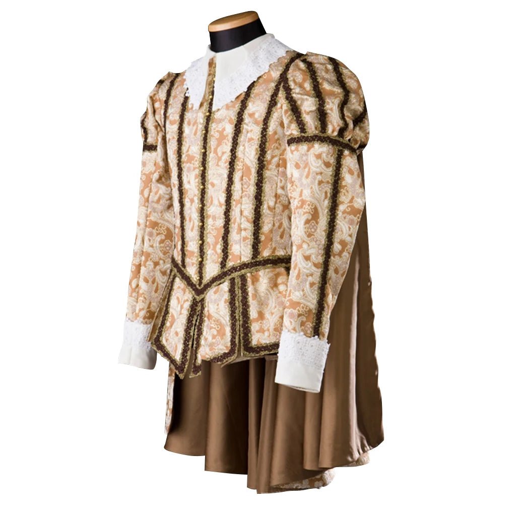Men’s Medieval Knight Costume - Tudor Elizabethan Court Warrior Uniform with Cloak | Astricos-Astricos
