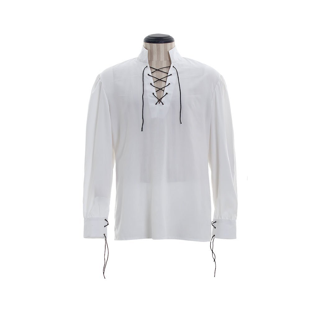 Men’s Medieval Pirate Costume - White Shirt & Black Tassel Vest for Halloween & Cosplay | Astricos-Astricos