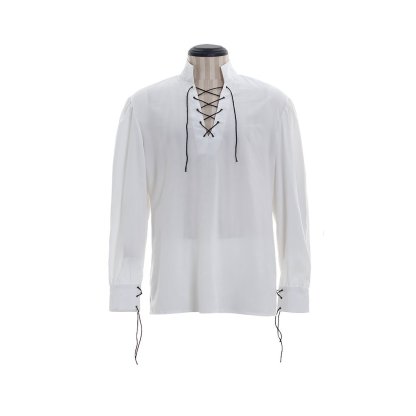 Men’s Medieval Pirate Costume - White Shirt & Black Tassel Vest for Halloween & Cosplay | Astricos-Astricos