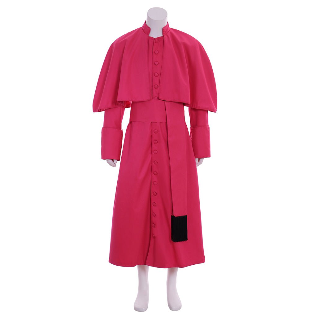 Men's Roman Clergy Soutane Costume - Red Medieval Cassock Robe with Belt | Astricos Cosplay-Astricos