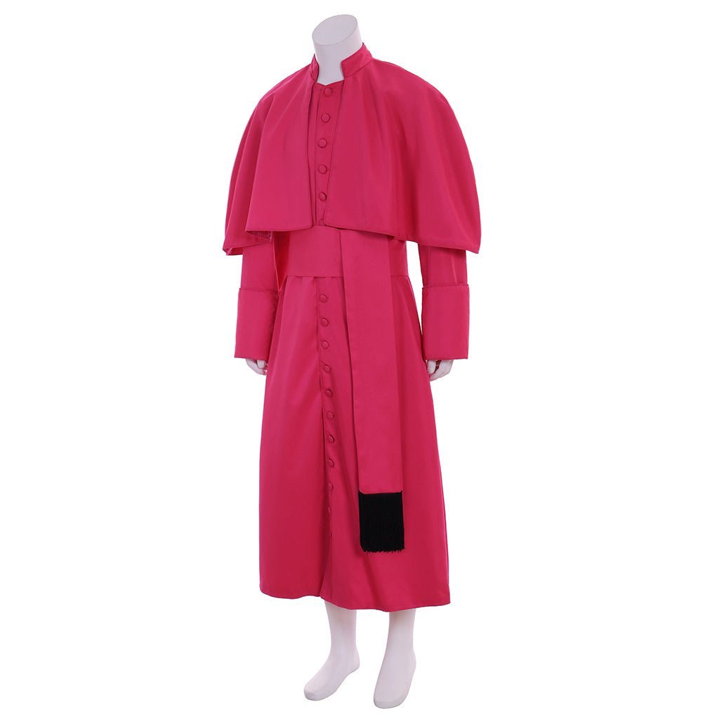 Men's Roman Clergy Soutane Costume - Red Medieval Cassock Robe with Belt | Astricos Cosplay-Astricos
