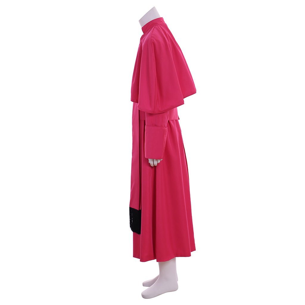 Men's Roman Clergy Soutane Costume - Red Medieval Cassock Robe with Belt | Astricos Cosplay-Astricos
