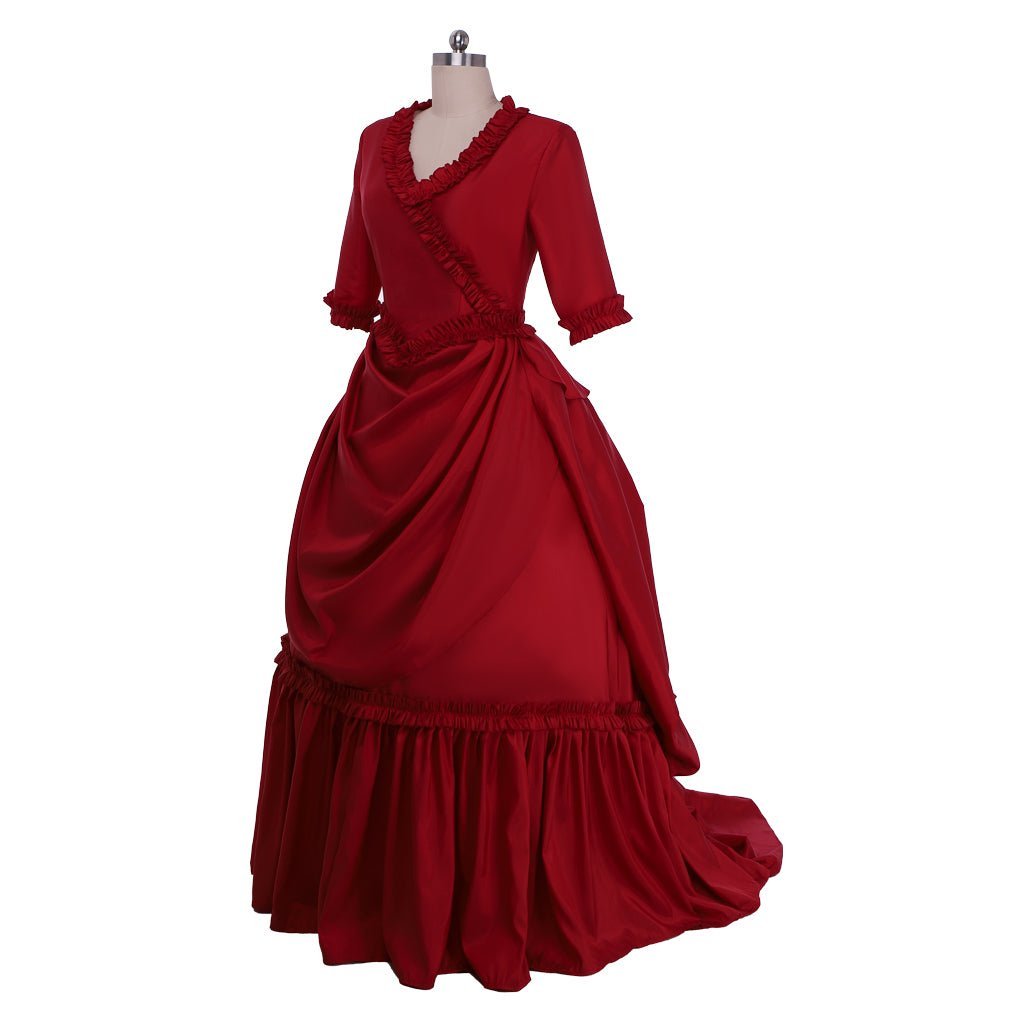 Mina Harker Vintage Victorian Red Ball Gown Cosplay Costume | Astricos-Astricos