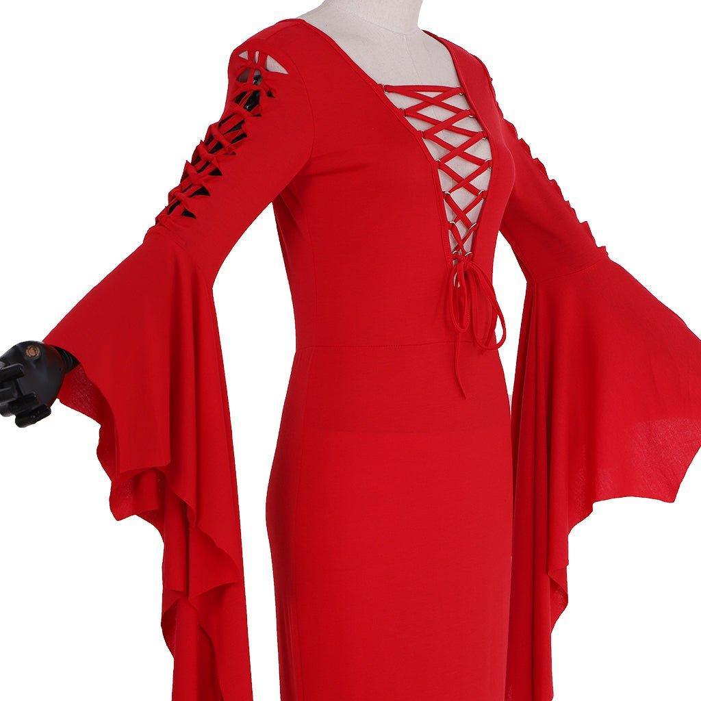 Morticia Addams Cosplay Costume for Women - Gothic Witch Vintage Dress for Halloween & Carnival-Astricos