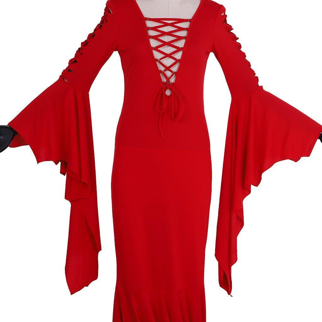 Morticia Addams Cosplay Costume for Women - Gothic Witch Vintage Dress for Halloween & Carnival-Astricos
