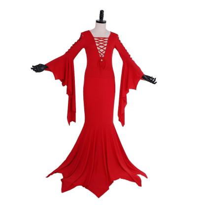 Morticia Addams Cosplay Costume for Women - Gothic Witch Vintage Dress for Halloween & Carnival-Astricos