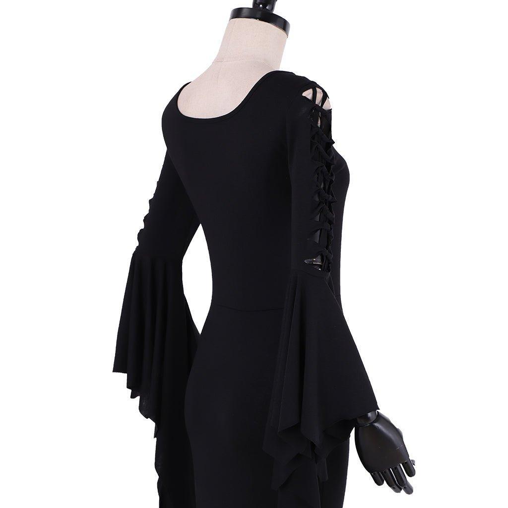 Morticia Addams Gothic Vintage Floor-Length Cosplay Dress for Halloween | Astricos-Astricos