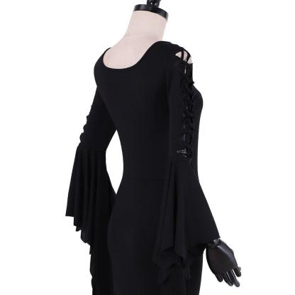 Morticia Addams Gothic Vintage Floor-Length Cosplay Dress for Halloween | Astricos-Astricos