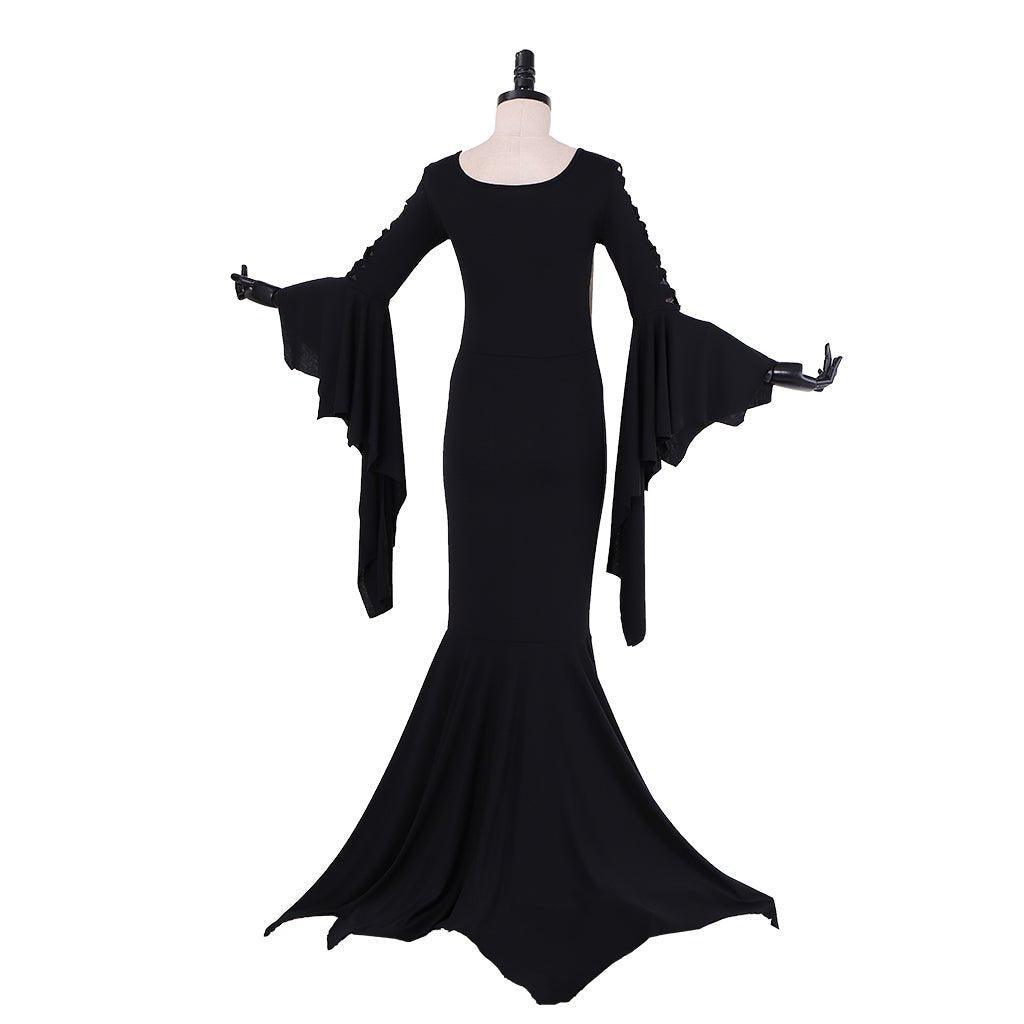 Morticia Addams Gothic Vintage Floor-Length Cosplay Dress for Halloween | Astricos-Astricos