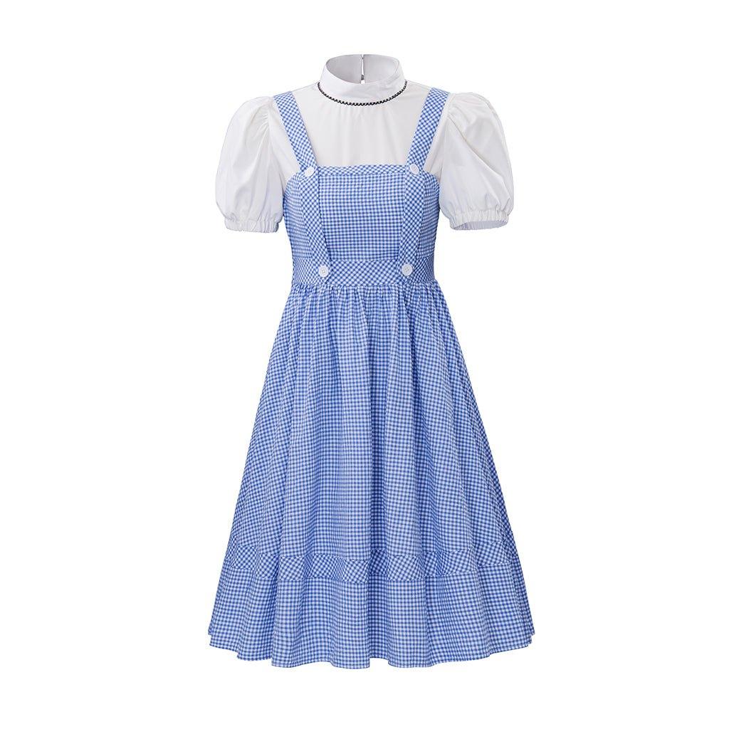 Women's Movie Dorothy Cosplay Costume - Blue Plaid Dress Suit for Halloween & Fairytale Events-Astricos