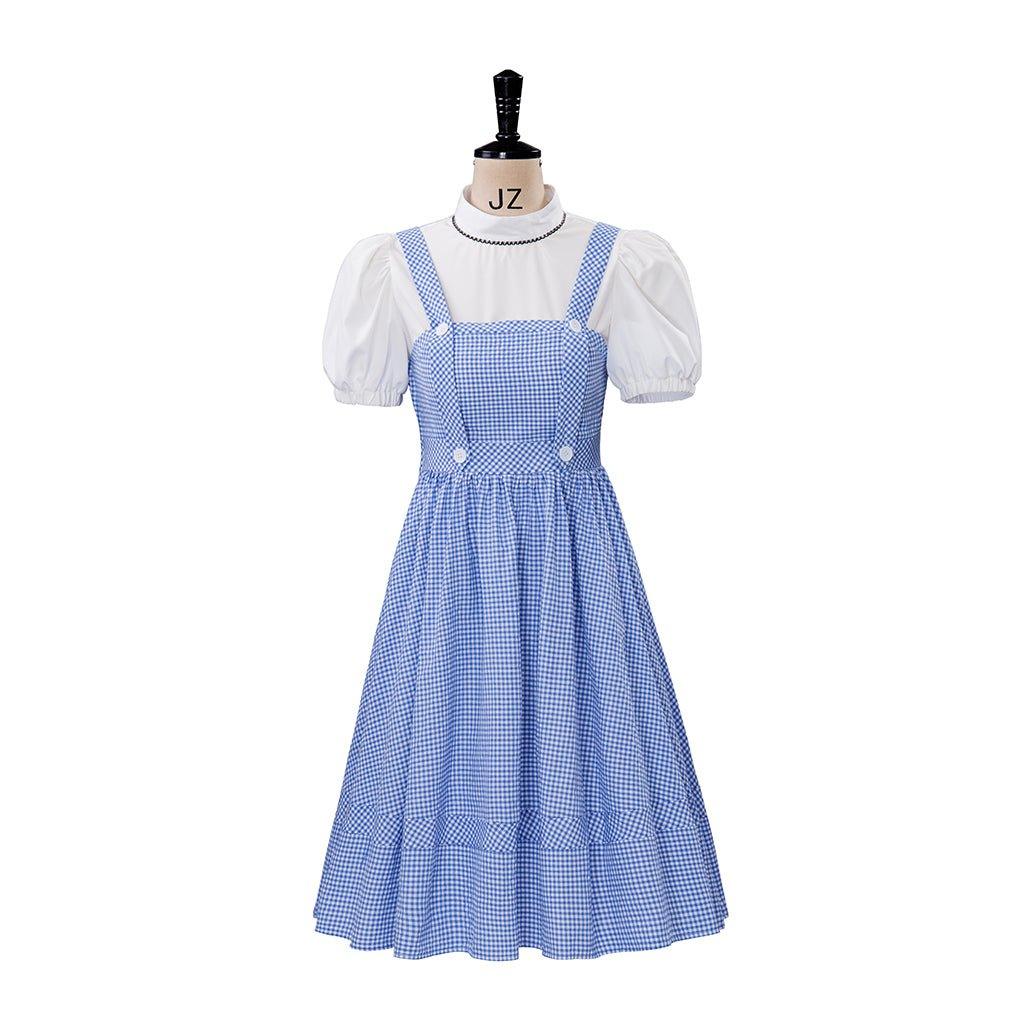 Women's Movie Dorothy Cosplay Costume - Blue Plaid Dress Suit for Halloween & Fairytale Events-Astricos