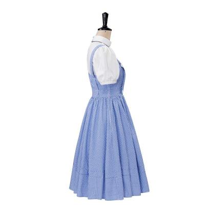 Women's Movie Dorothy Cosplay Costume - Blue Plaid Dress Suit for Halloween & Fairytale Events-Astricos