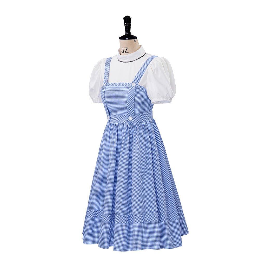 Women's Movie Dorothy Cosplay Costume - Blue Plaid Dress Suit for Halloween & Fairytale Events-Astricos