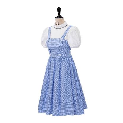 Women's Movie Dorothy Cosplay Costume - Blue Plaid Dress Suit for Halloween & Fairytale Events-Astricos
