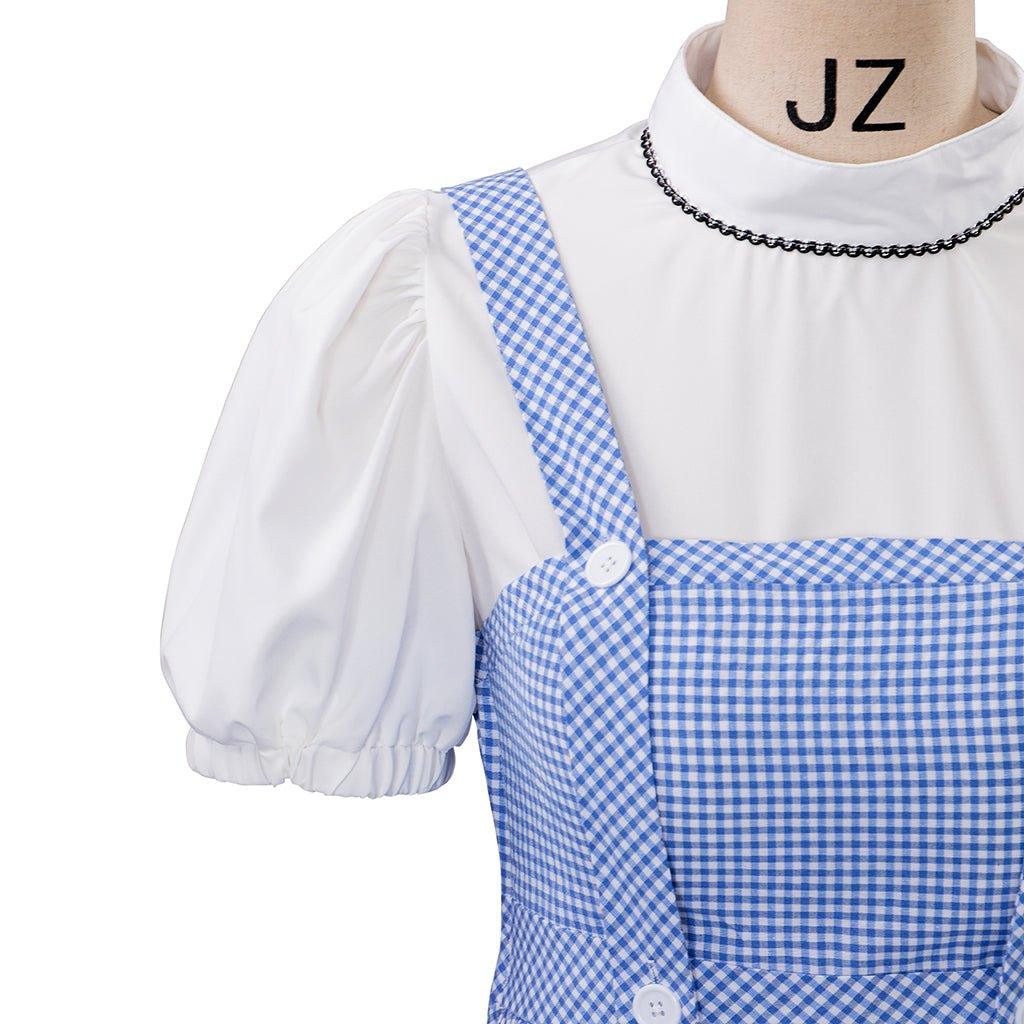 Women's Movie Dorothy Cosplay Costume - Blue Plaid Dress Suit for Halloween & Fairytale Events-Astricos