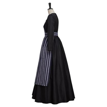 Sound of Music Maria Nun Costume Dress with Apron - Authentic Cosplay Outfit-Astricos