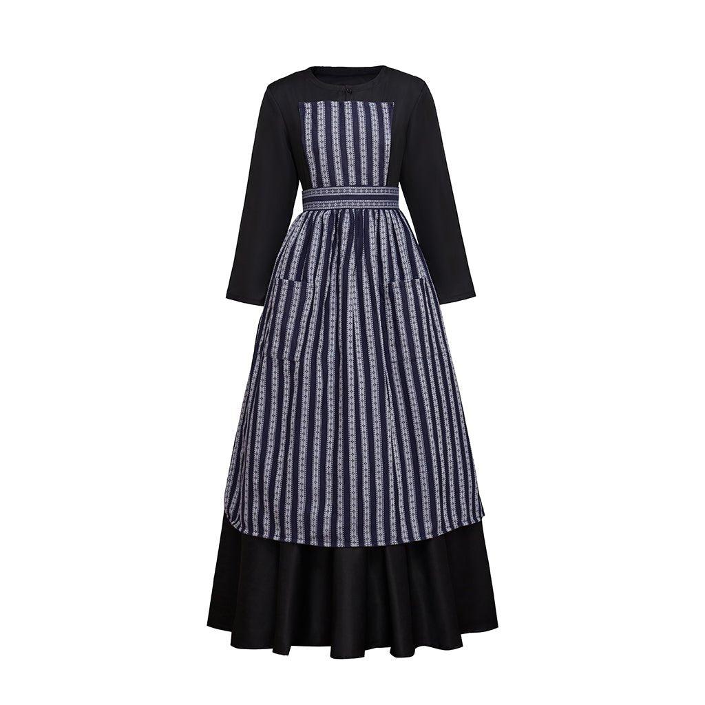 Sound of Music Maria Nun Costume Dress with Apron - Authentic Cosplay Outfit-Astricos