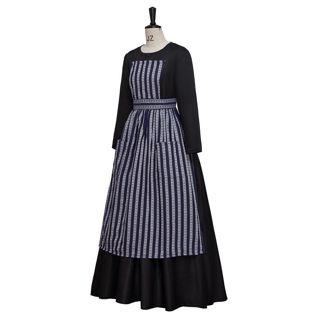 Sound of Music Maria Nun Costume Dress with Apron - Authentic Cosplay Outfit-Astricos